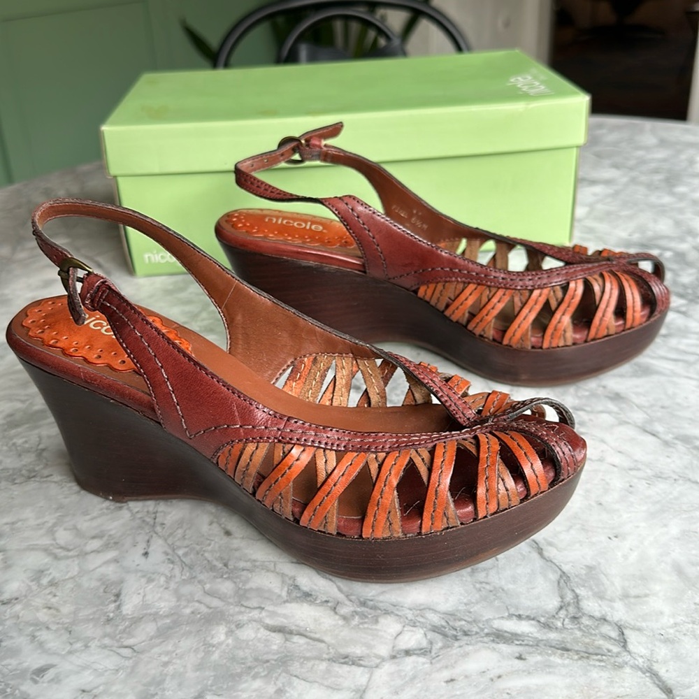 Nicole leather platform Pixel sandals, size 6.5